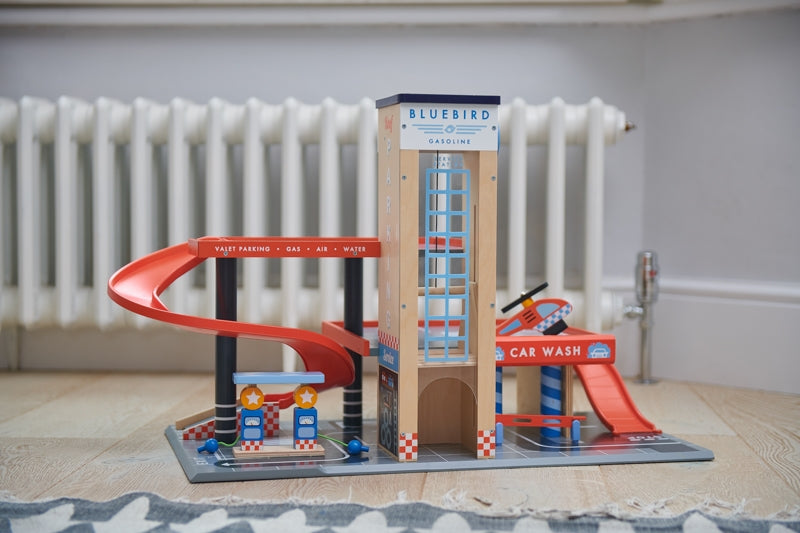 Blue Bird Service Station Parking Garage - Tenderleaf Toys