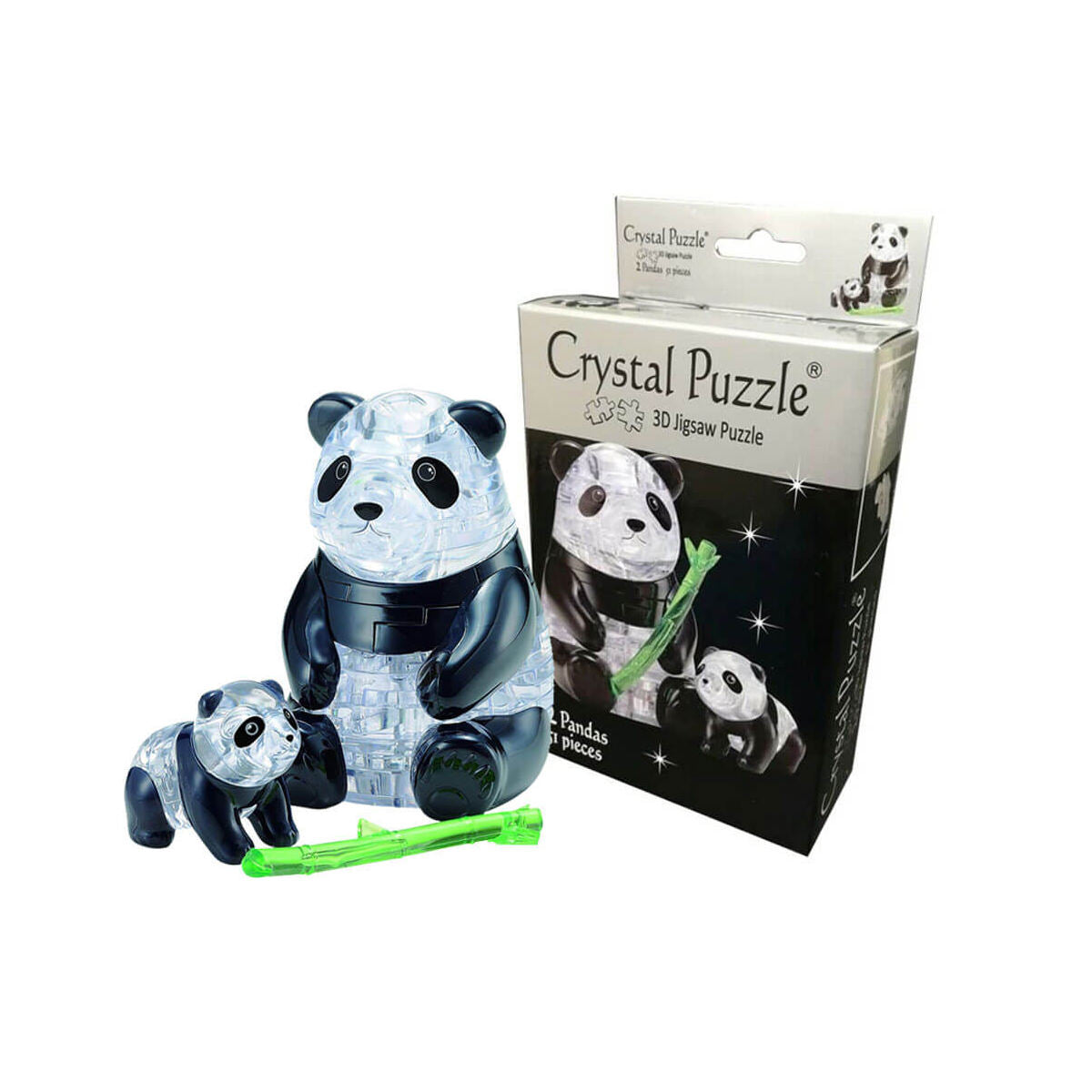 3D Two Pandas - Crystal Puzzle