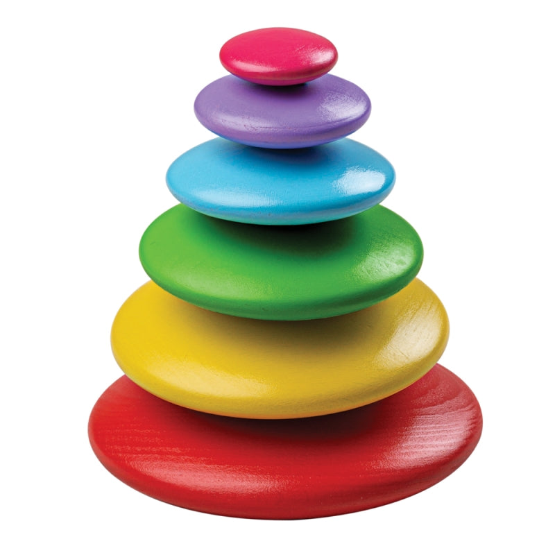 Stacking Rainbow Pebbles Wooden - Bigjigs
