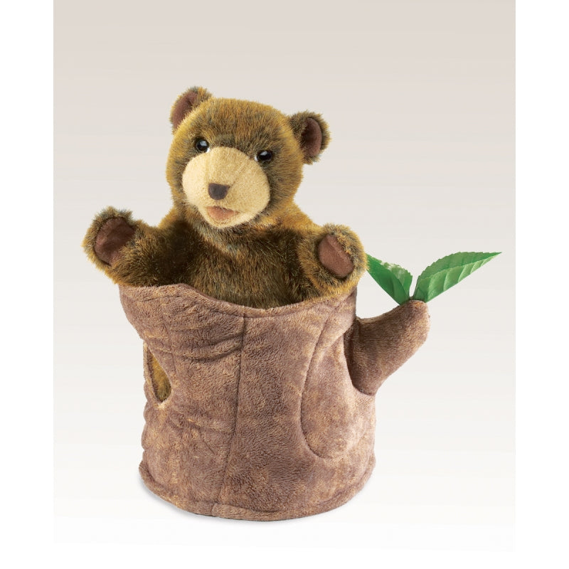 Bear in Tree Stump Hand Puppet - Folkmanis