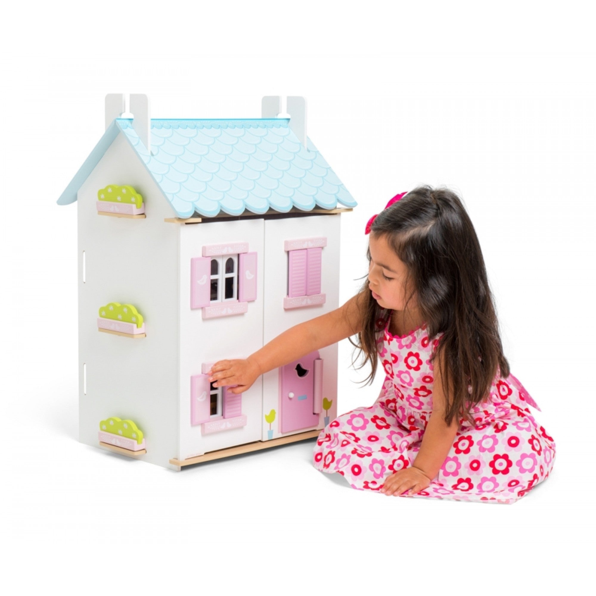 Daisy Lane Blue Bird Cottage Dollhouse with Furniture - Le Toy Van