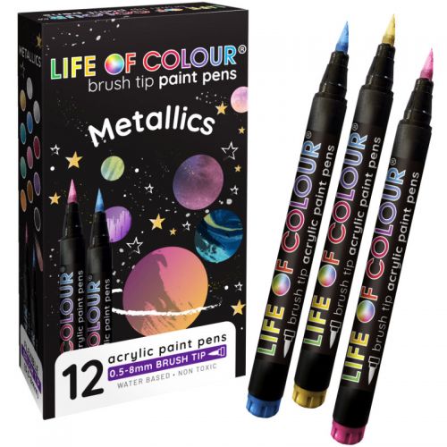 Metallic Brush Tip Acrylic Paint Pens - Life of Colour