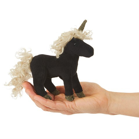Mini Black Unicorn Finger Puppet - Folkmanis