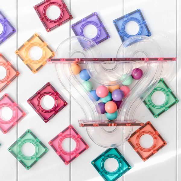 Pastel Ball Marble Run Pack 106pc Magnetic Tiles - Connetix
