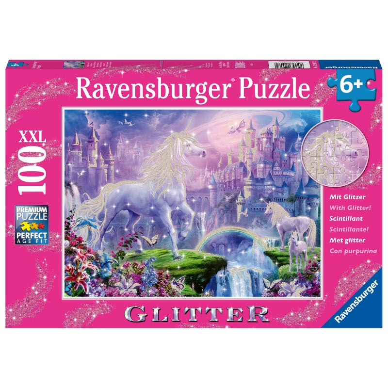 Unicorn Kingdom Puzzle Glitter 100pc - Ravensburger