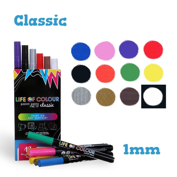 Classic Colour Paint Pens 1mm Fine Tip - Life of Colour